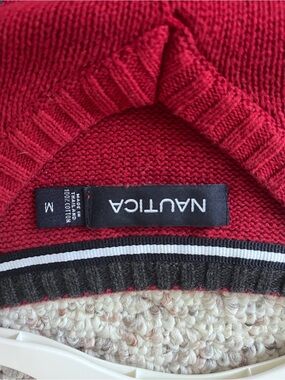 New without tags Nautica Men’s Bright Red Crewneck Sweater with Contrast Trim